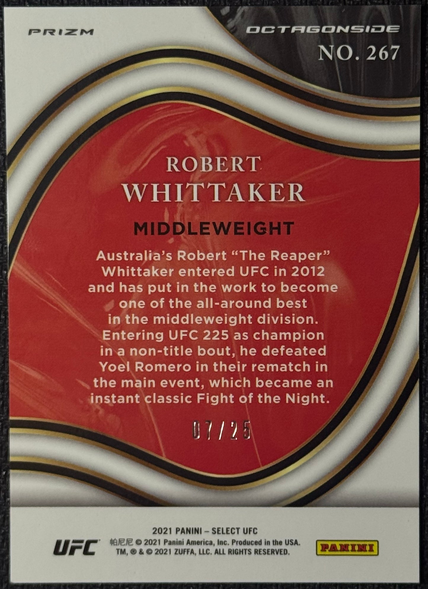 2021 Select UFC Robert Whittaker Octagonside Tie-Dye #/25