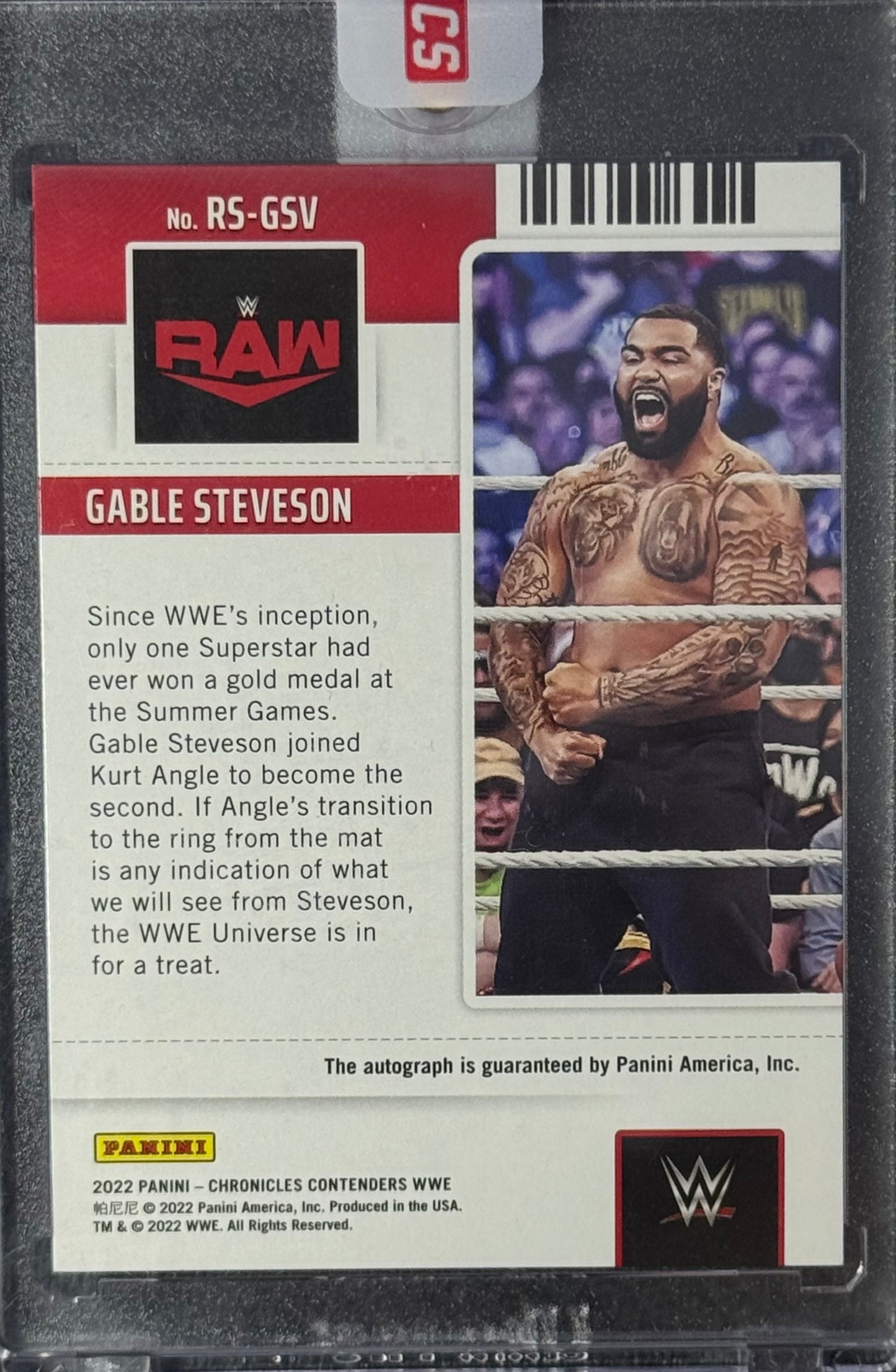 2022 Chronicles WWE Gable Steveson Cont. Rookie Ticket Cracked Ice #/25