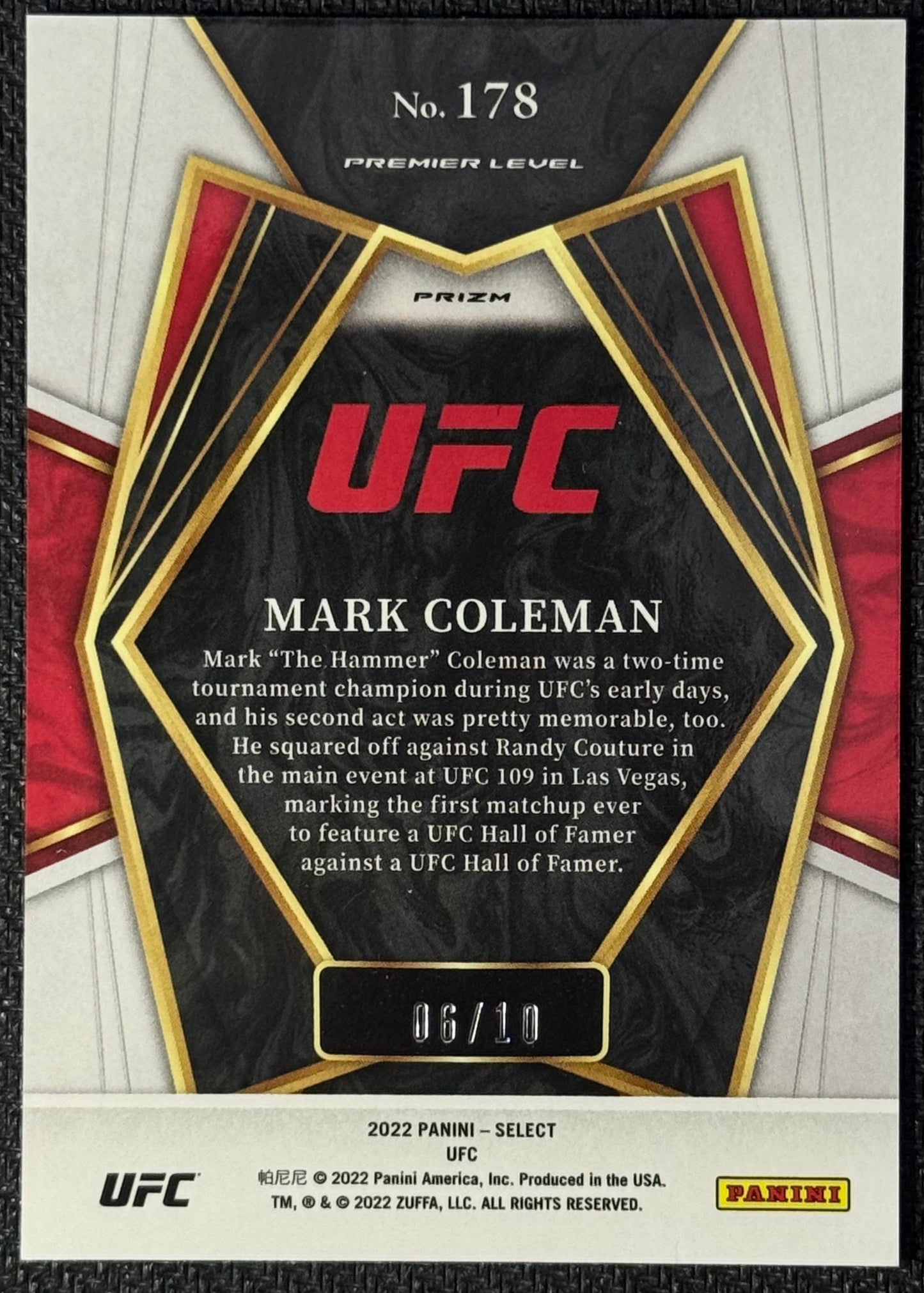 2022 Select UFC Mark Coleman Premier Level Gold #/10