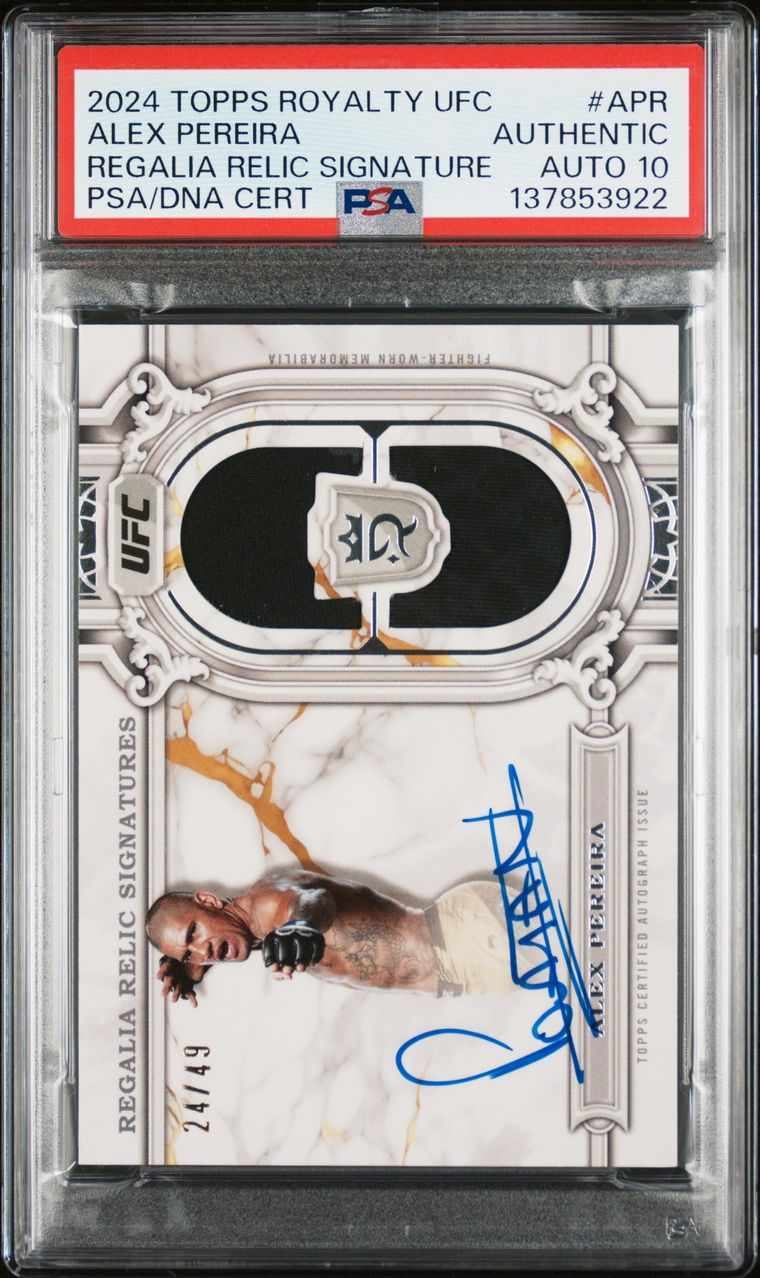 2024 Topps Royalty UFC Regalia Relic Signatures Alex Pereira #/49 PSA Authentic Auto 10