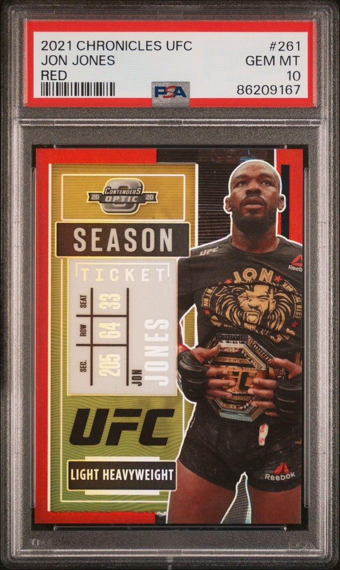 2021 Chronicles UFC Jon Jones Optic Contenders Season Ticket Red #/149 PSA 10