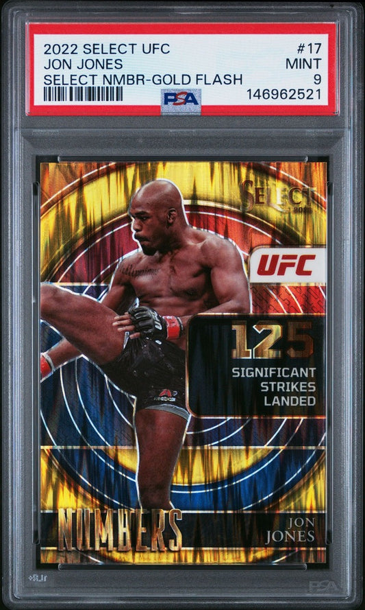 2022 Select UFC Jon Jones Select Numbers Gold Flash #/10 PSA 9