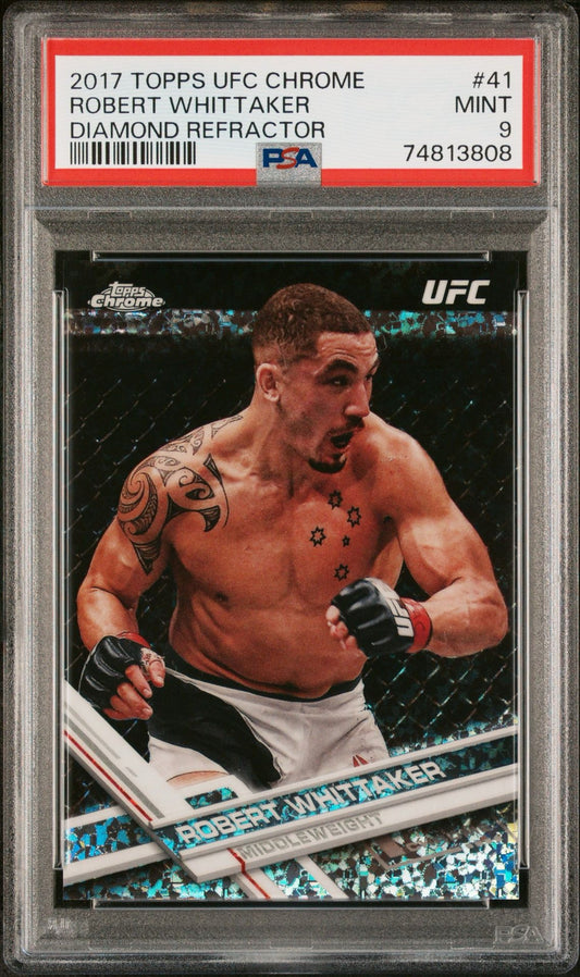 2017 Topps Chrome UFC Robert Whittaker Diamond Refractor PSA 9