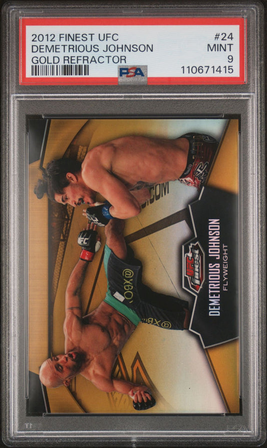 2012 Finest UFC Demetrious Johnson Gold Refractor #/88 PSA 9
