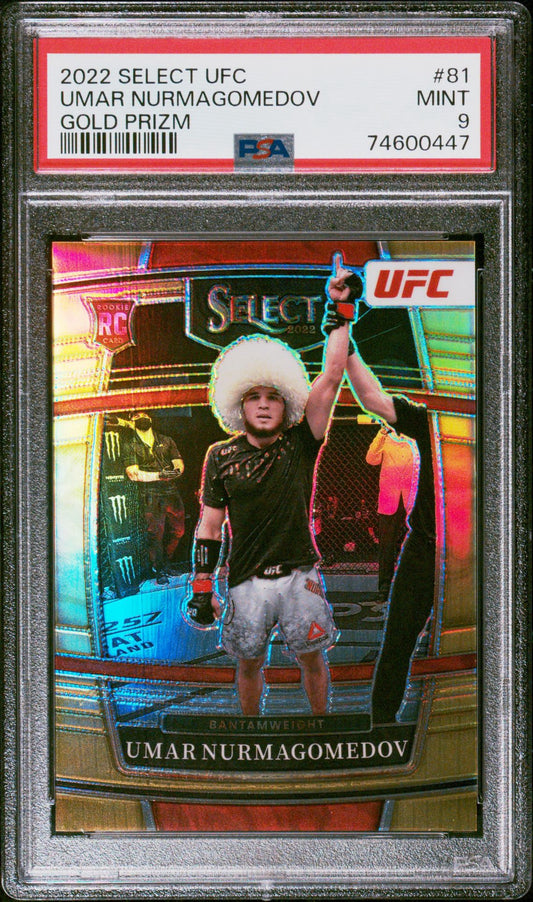 2022 Select UFC Umar Nurmagomedov Gold Prizm #/10 PSA 9