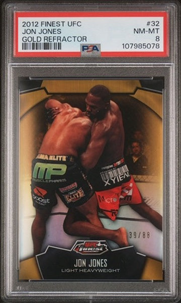 2012 Finest UFC Jon Jones Gold Refractor #/88 PSA 8