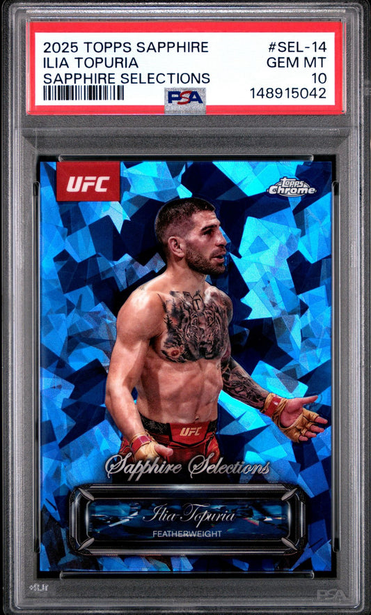 2025 Topps Chrome Sapphire UFC Sapphire Selections #SEL-14 Ilia Topuria PSA 10