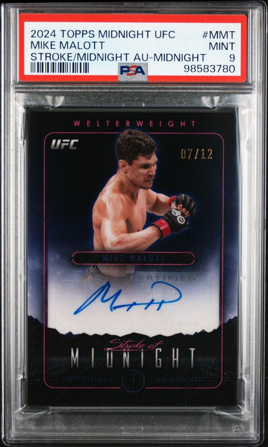 2024 Topps Midnight Mike Mallott Stroke of Midnight Auto Purple Shimmer #/12 PSA 9