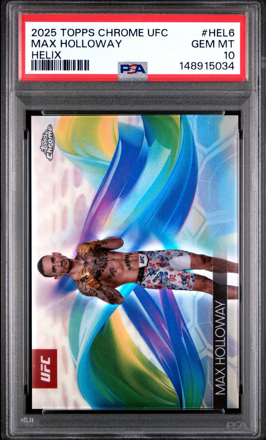 2025 Topps UFC Chrome Helix #HEL-6 Max Holloway PSA 10