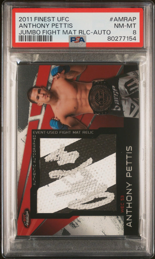 2011 Finest UFC Anthony Pettis Jumbo Fight Mat Relic-Auto PSA 8