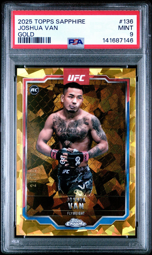 2025 Topps Chrome UFC Sapphire Joshua Van Rookie GOLD #/50 PSA 9