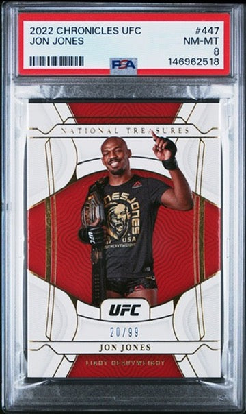 2022 Chronicles UFC Jon Jones National Treasures #/99 PSA 8