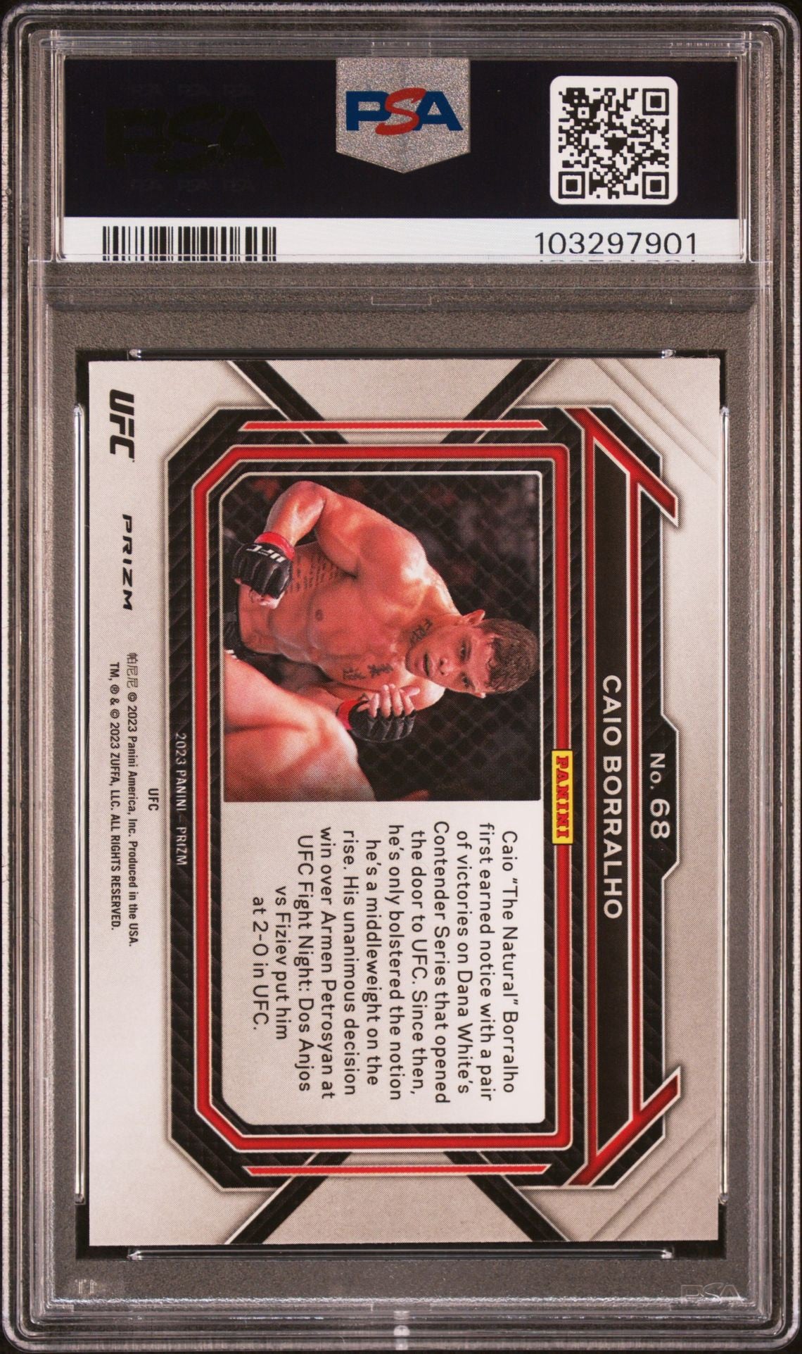 2023 Prizm UFC Caio Borralho White Sparkle #68 PSA 10