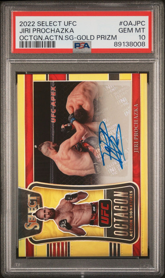 2022 Select UFC Jiri Prochazka Octagon Action Signatures #OAJPC Gold PSA 10