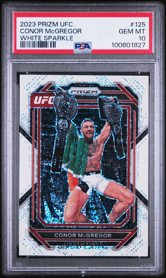 2023 Panini Prizm UFC Conor McGregor White Sparkle #125 PSA 10