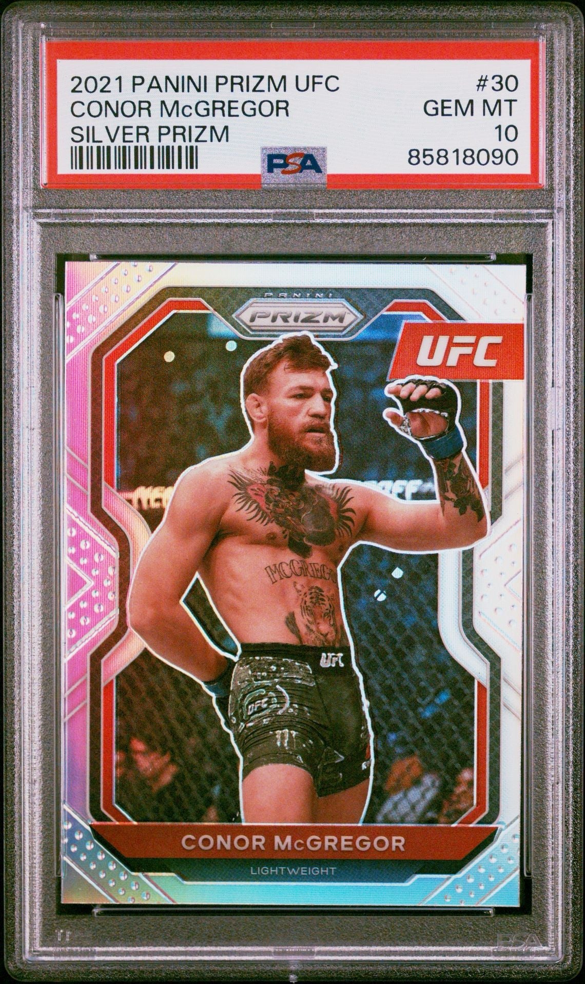 2021 Prizm UFC Conor McGregor #30 Silver Prizm PSA 10 