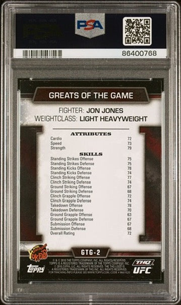 2010 Topps UFC Jon Jones Greats of the Game PSA 8