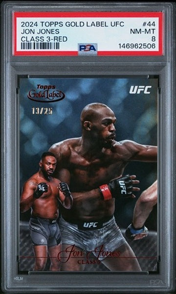 2024 Topps Gold Label UFC Jon Jones Class 3 Red #/25 PSA 8