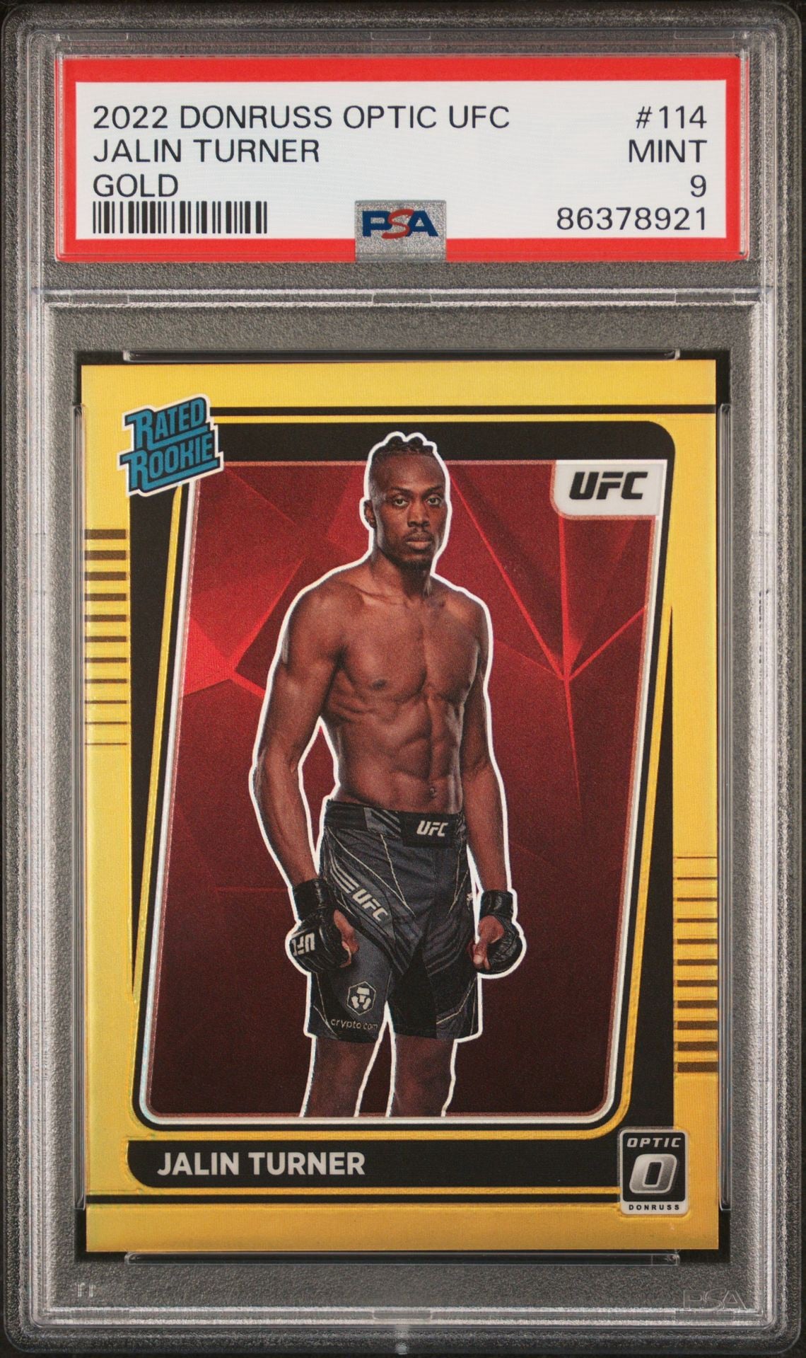 2022 Donruss Optic UFC Jalin Turner Rated Rookie Gold #/10 PSA 9