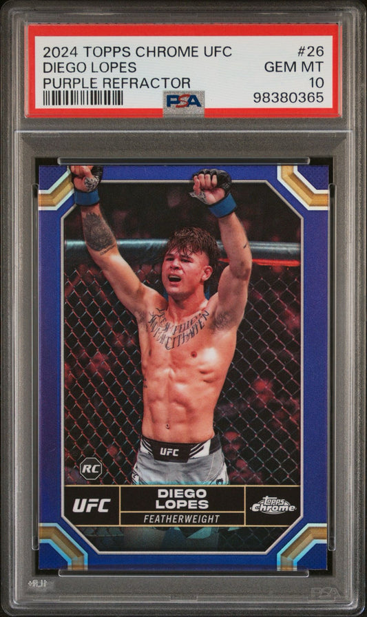 2024 Topps Chrome UFC Diego Lopes Purple Refractor PSA 10