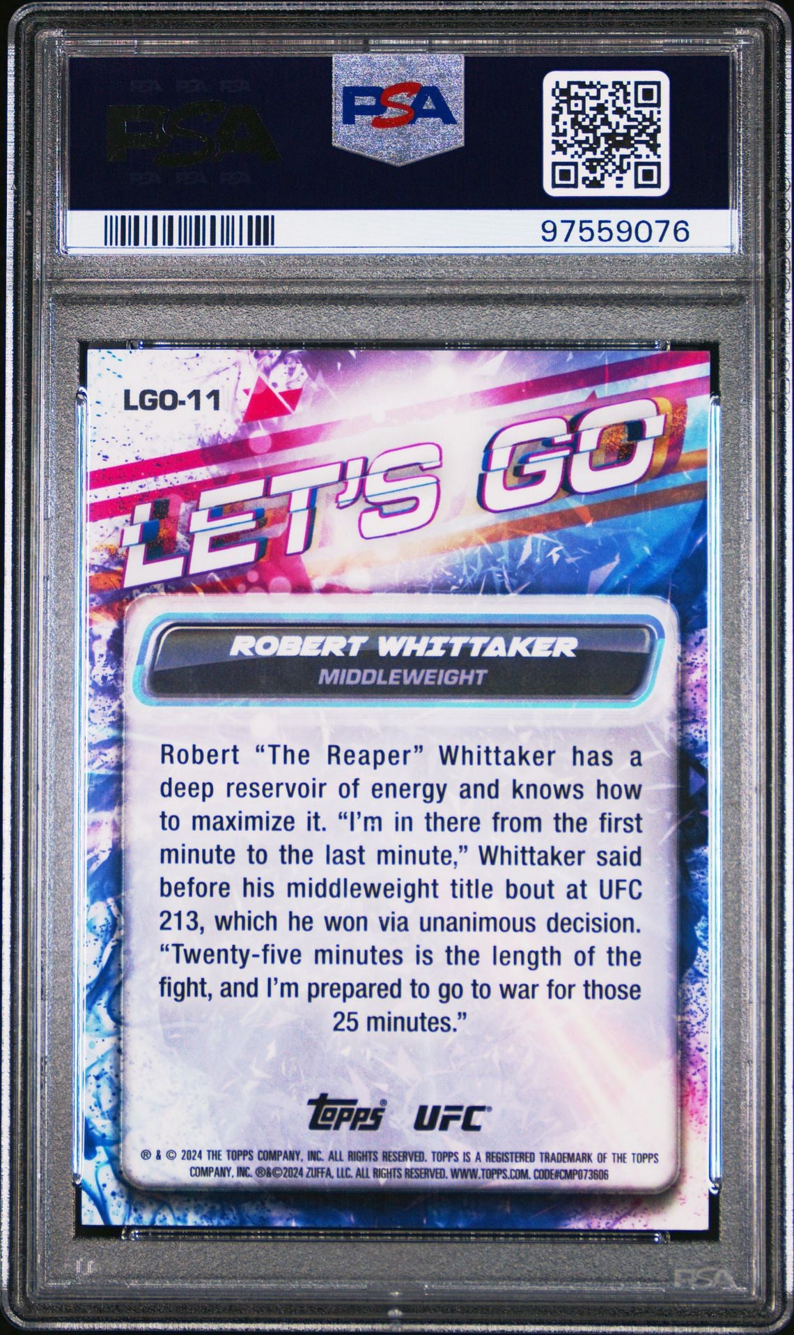 2024 Topps Chrome UFC Robert Whittaker Let’s Go PSA 10