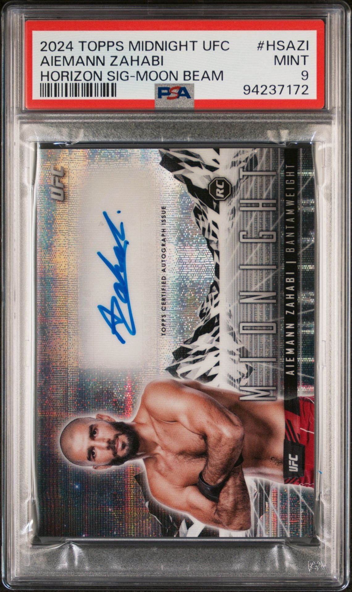 2024 Topps Midnight UFC Aiemann Zahabi Horizon Signatures Moon Beam Auto PSA 9