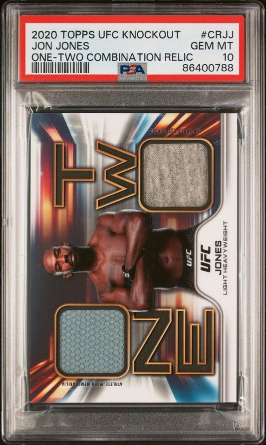 2020 Topps UFC Knockout Jon Jones One-Two Combination Relic #/100 (Event Specific UFC 239) PSA 10 (POP 1)