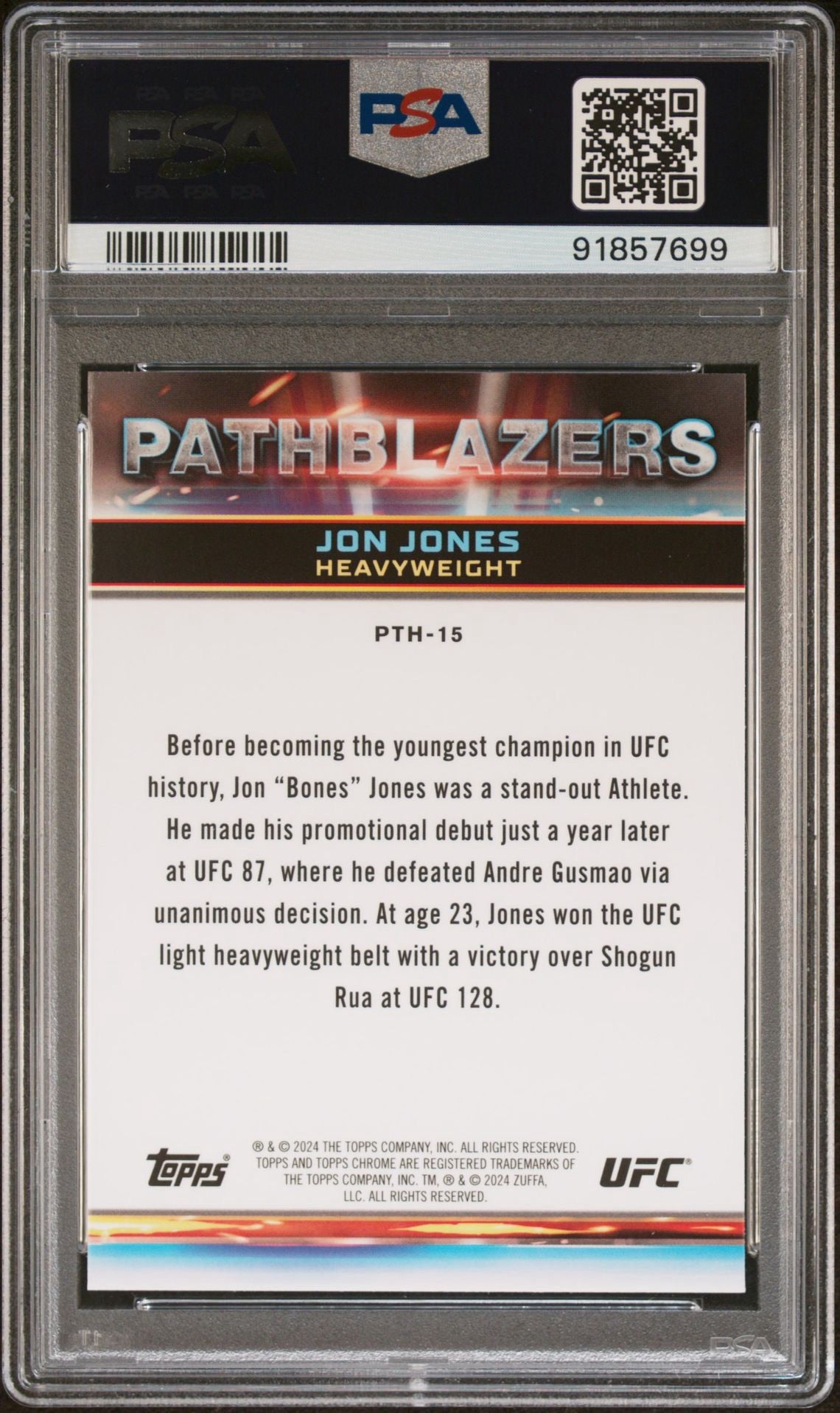 2024 Topps Chrome UFC Pathblazers #PTH15 Jon Jones PSA 10