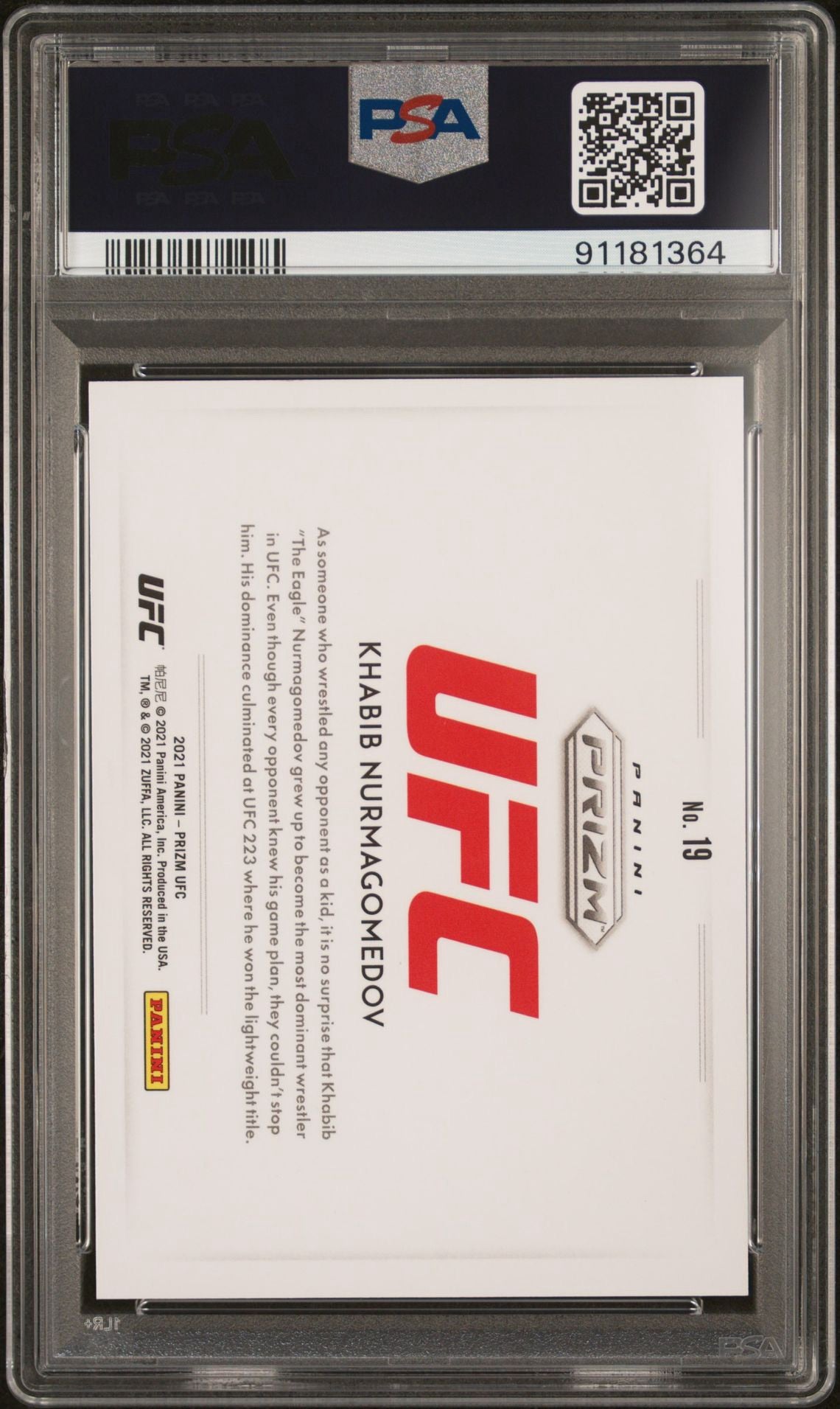 2021 Panini Prizm UFC Khabib Nurmagomedov Color Blast PSA 9