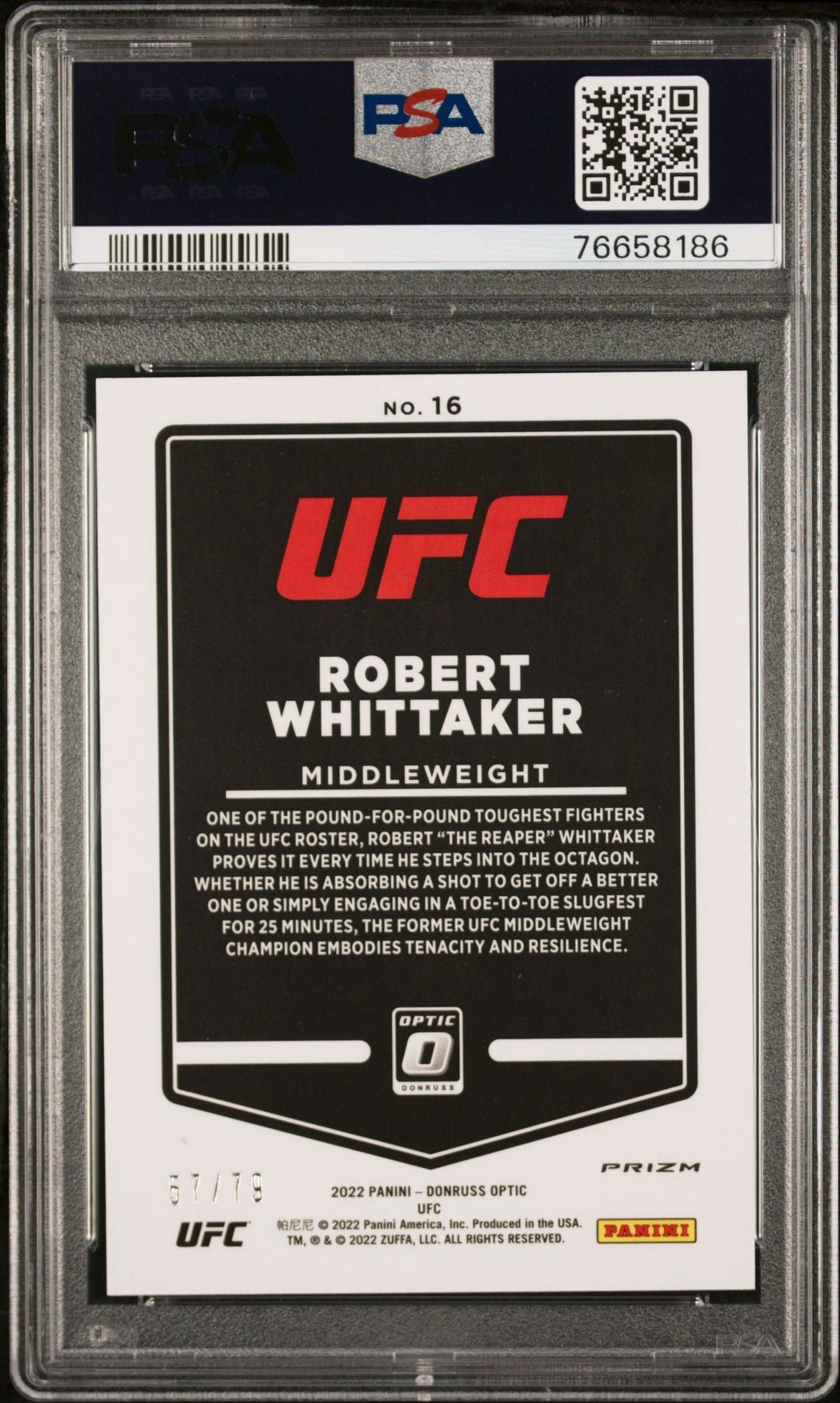 2022 Optic UFC Robert Whittaker Pink Velocity #/79 PSA 10