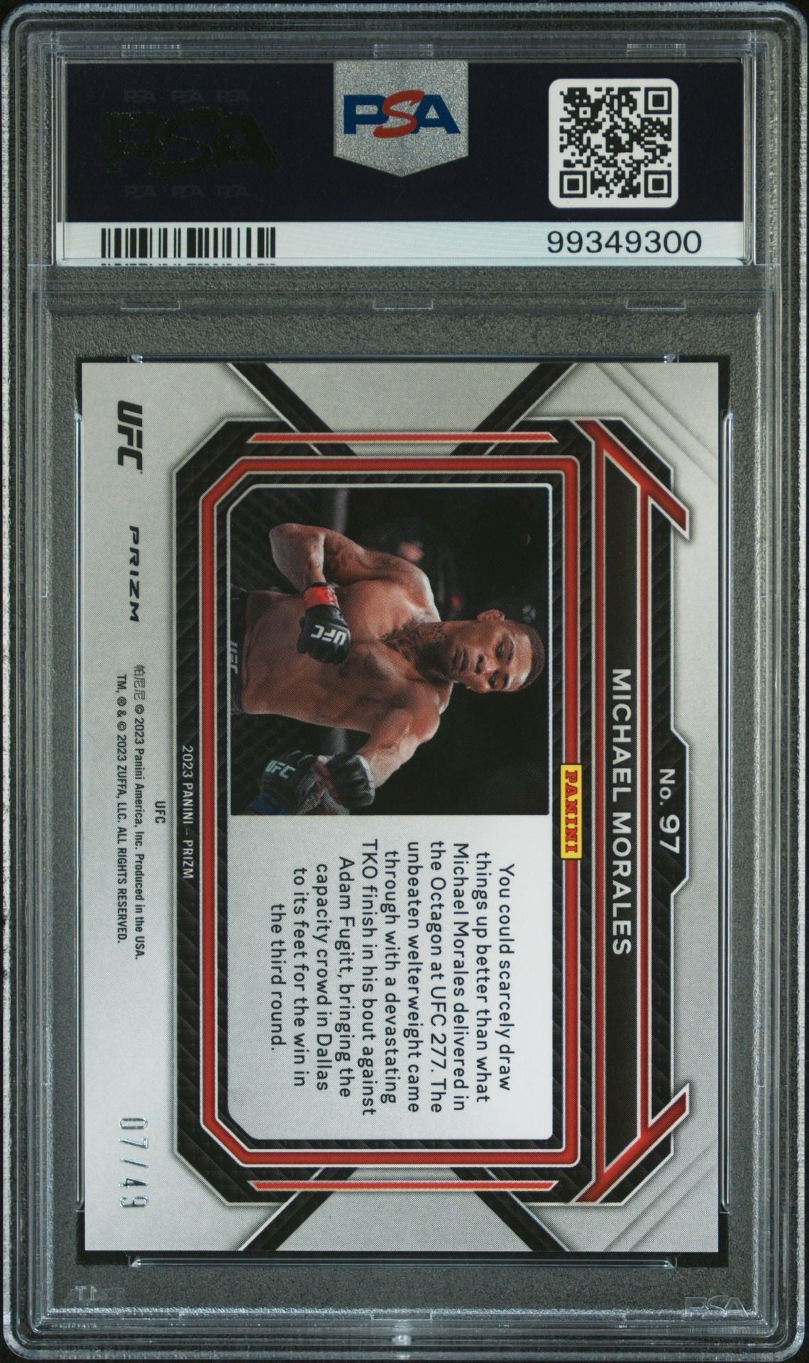 2023 Prizm UFC Michael Morales Teal Prizm #/49 PSA 9
