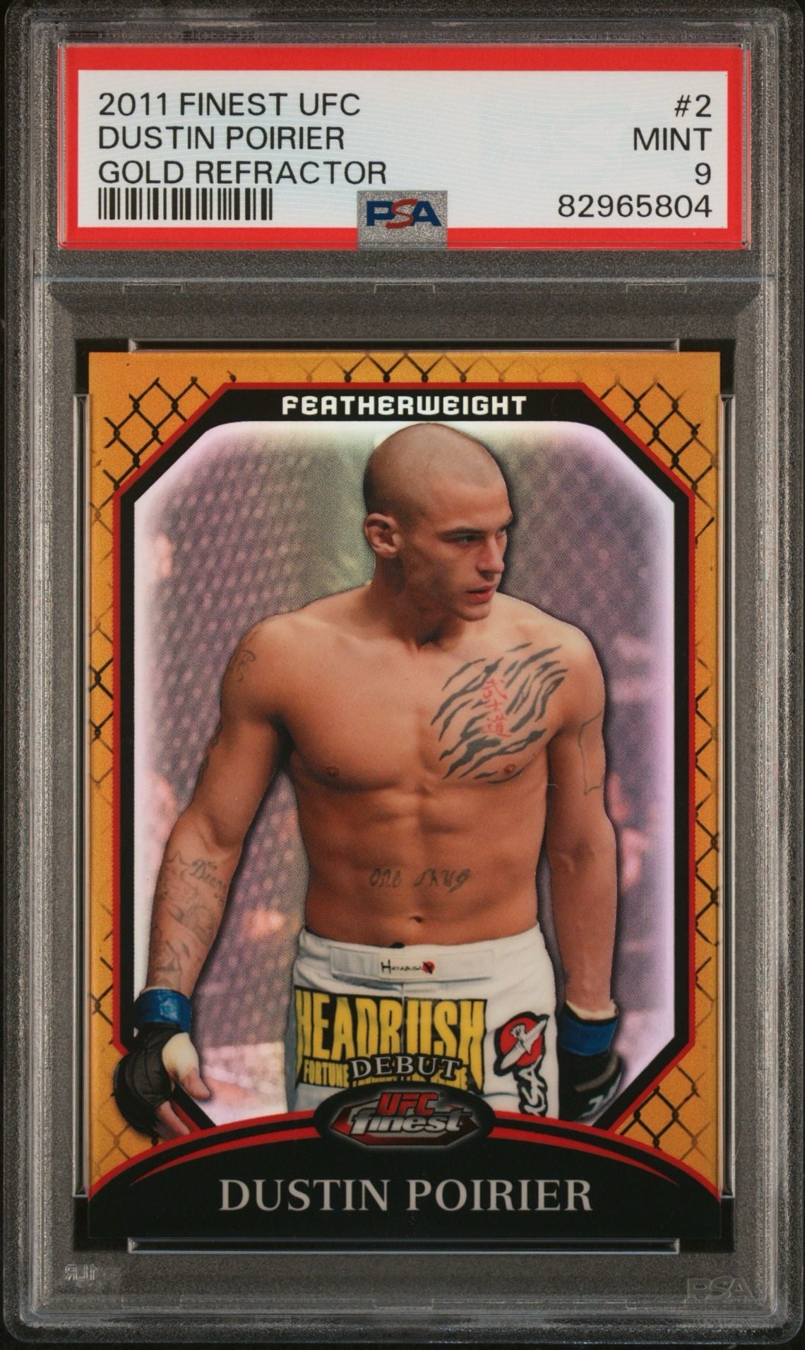 2011 Finest UFC Dustin Poirier Gold Refractor #/88 PSA 9