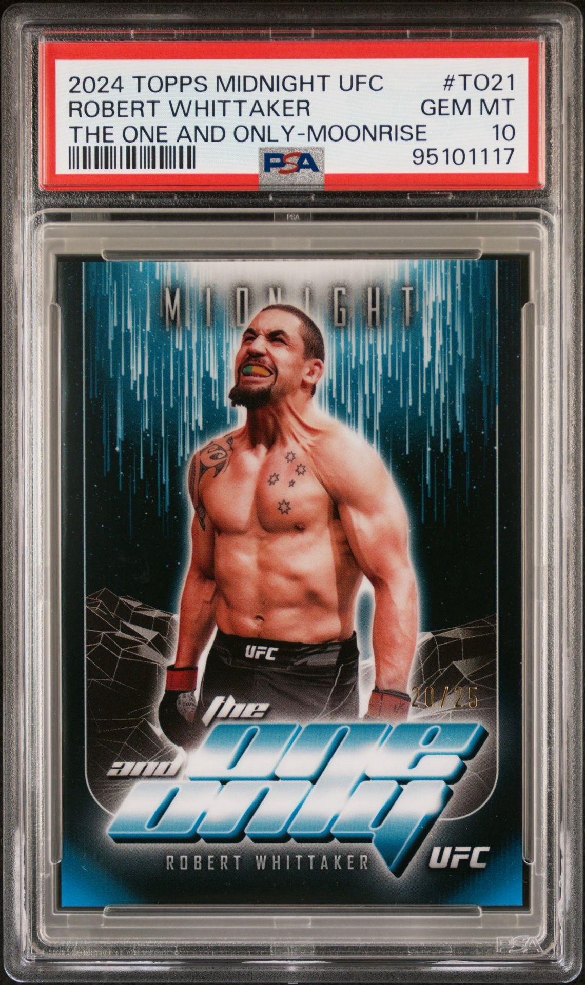 2024 Topps Midnight UFC Robert Whittaker One and Only Moonrise #/25 PSA 10