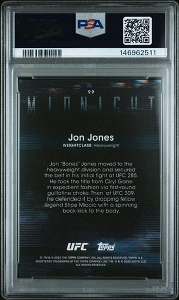 2025 Topps Midnight Jon Jones Dusk #/75 PSA 8