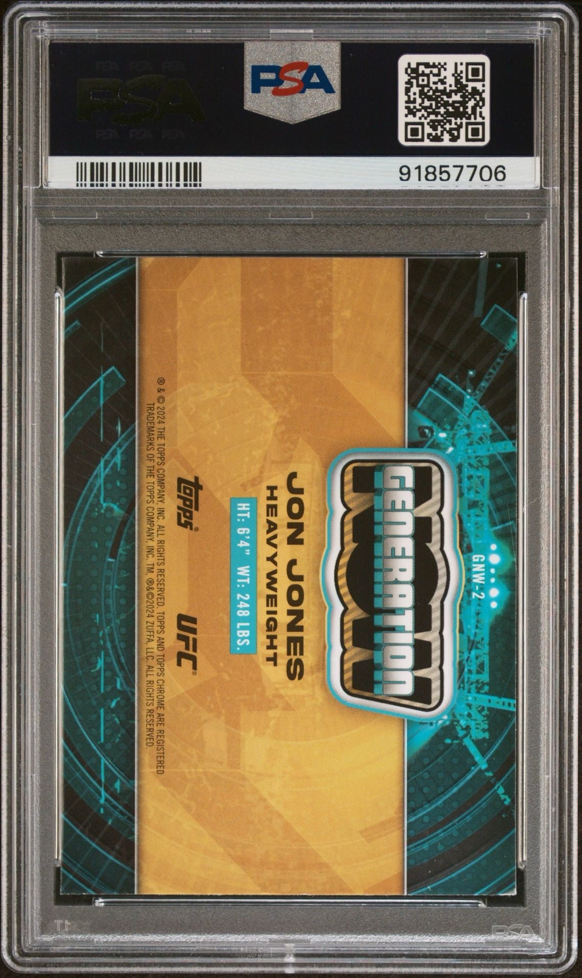 2024 Topps Chrome UFC Jon Jones Generation Now PSA 8