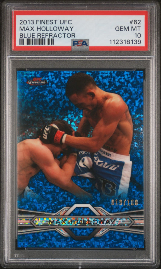 2013 Finest UFC Max Holloway Blue Diamond Refractor #/188 PSA 10