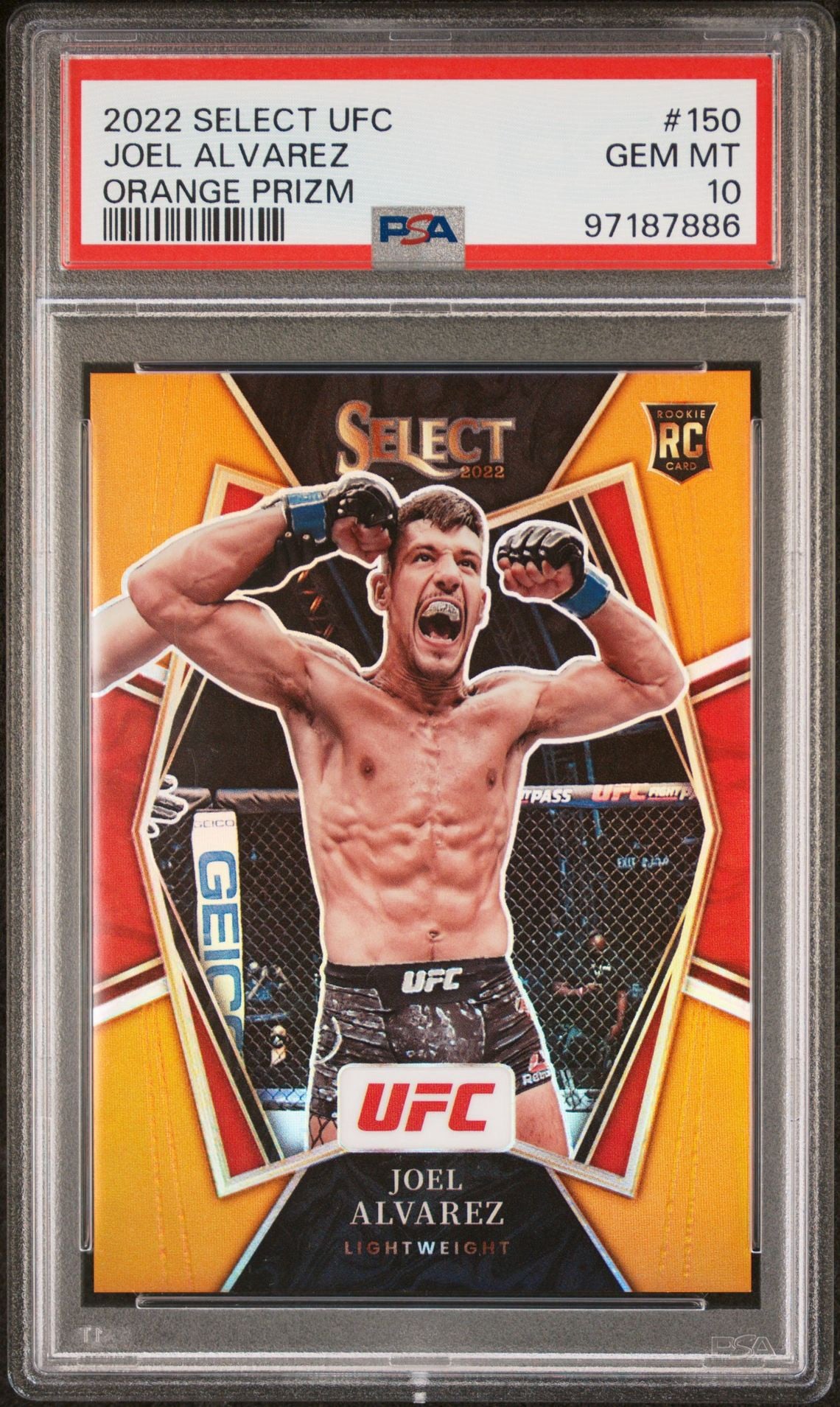 2022 Select UFC Joel Alvarez Orange Prizm Rookie #/35 PSA 10
