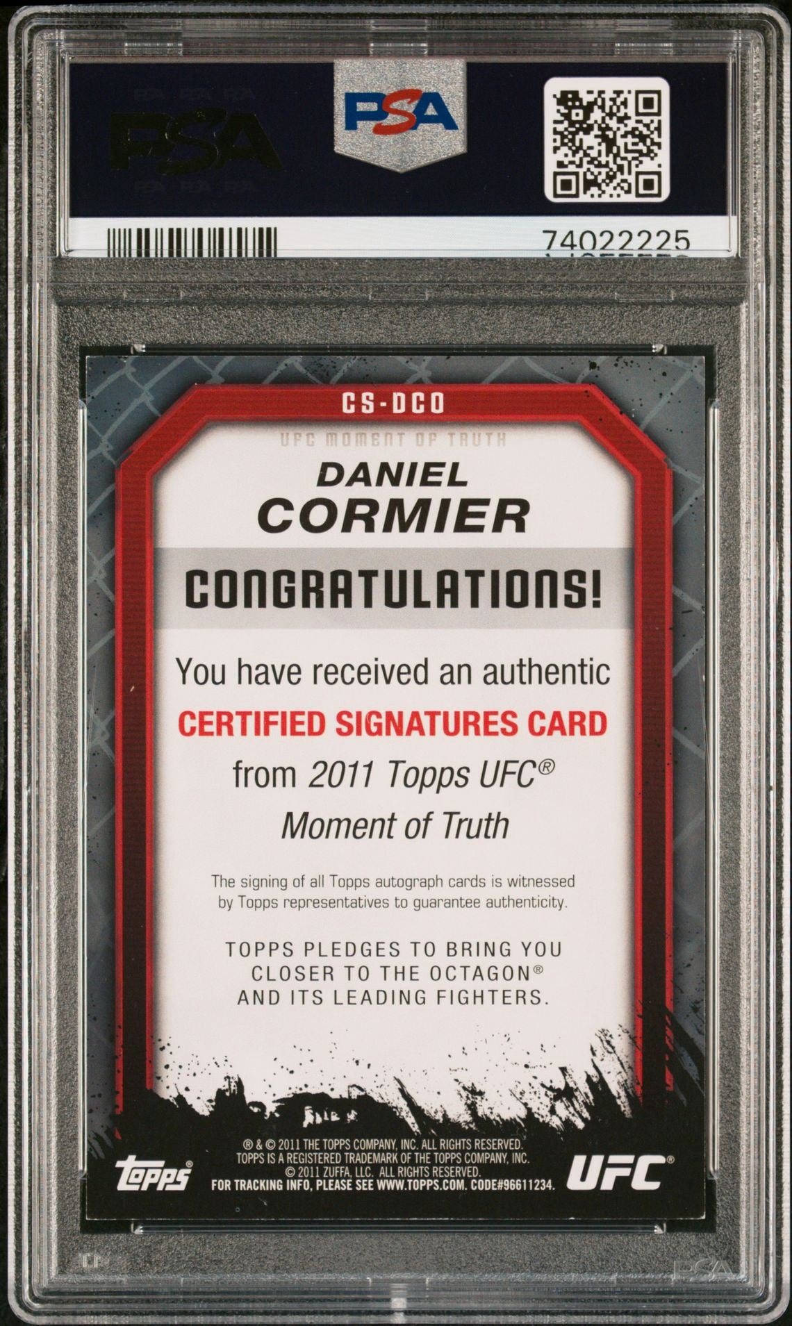 2011 Topps UFC Daniel Cormier Moment of Truth 1st Auto PSA Authentic