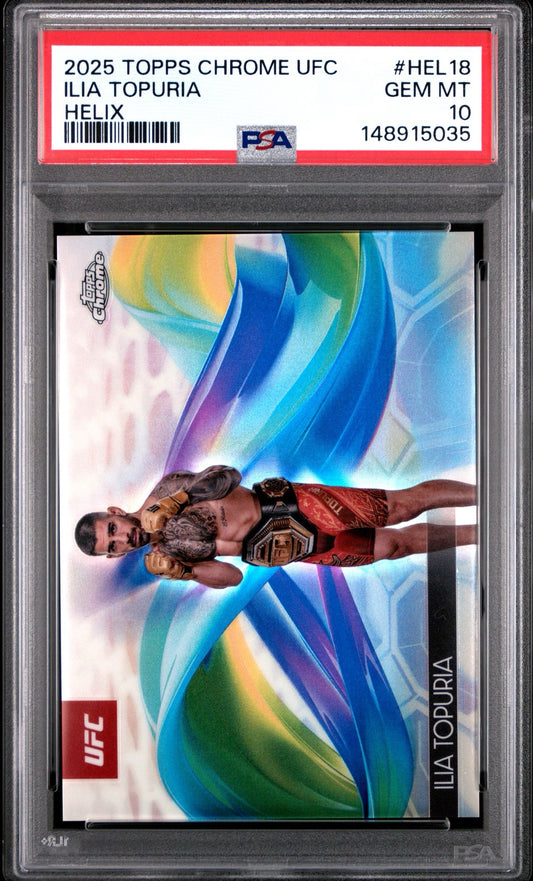 2025 Topps Chrome UFC Ilia Topuria Helix Case Hit PSA 10