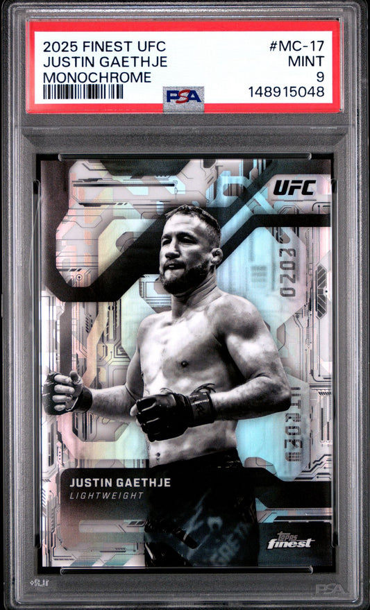 2025 Topps Finest UFC Justin Gaethje Monochrome PSA 9
