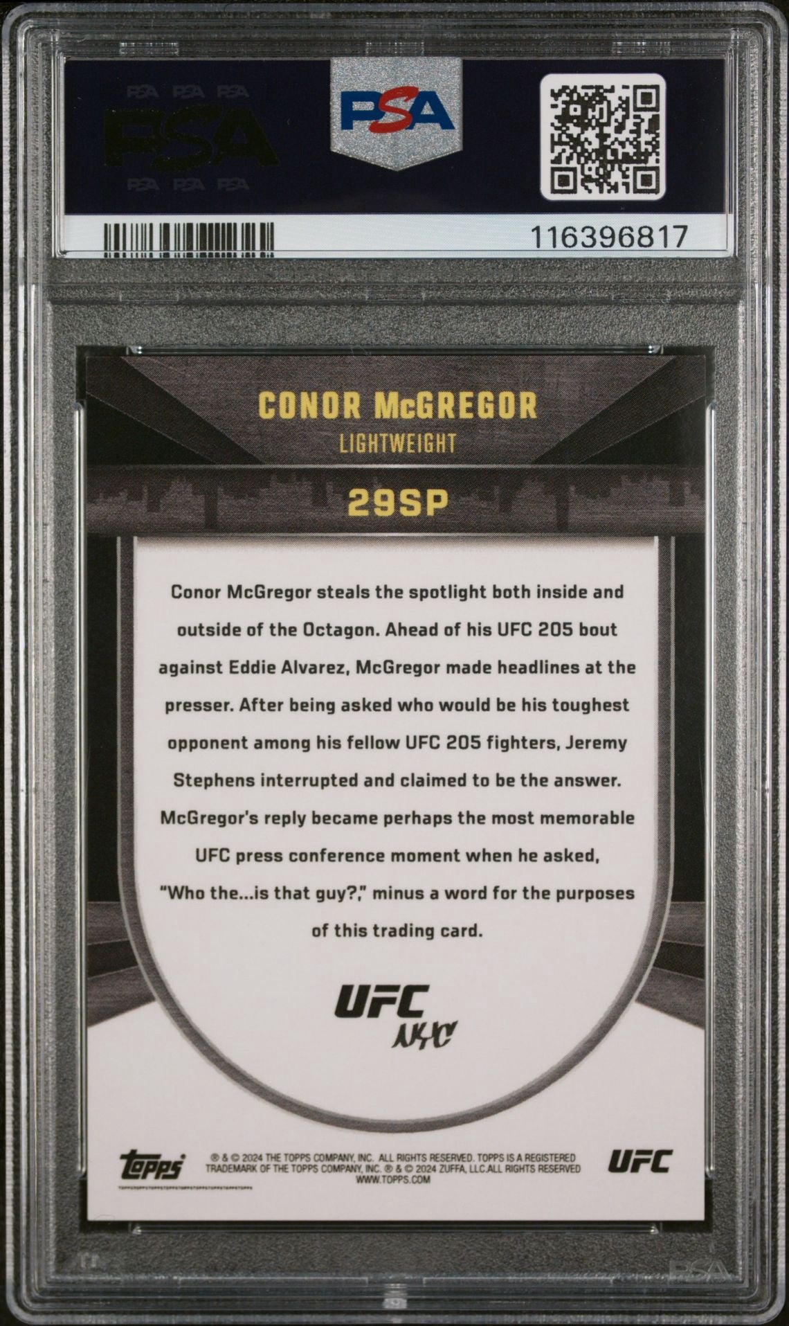 2024 Topps NYC UFC Conor McGregor Rare Short Print #29SP PSA 10 