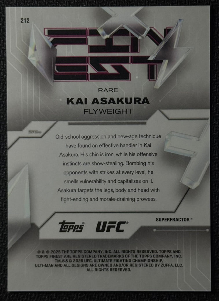 2025 Topps Finest UFC Kai Asakura Rookie Rare SuperFractor 1/1