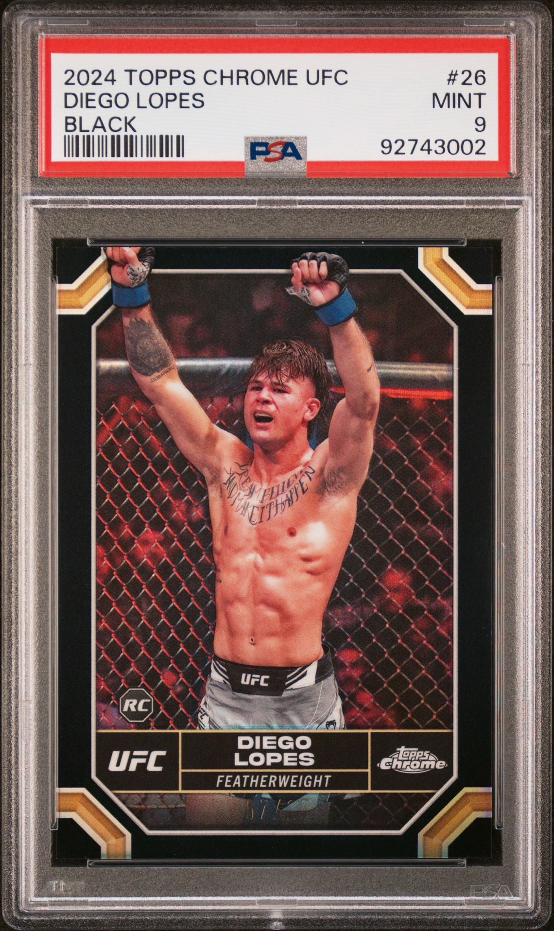 2024 Topps Chrome UFC Diego Lopes Black Refractor #/10 PSA 9