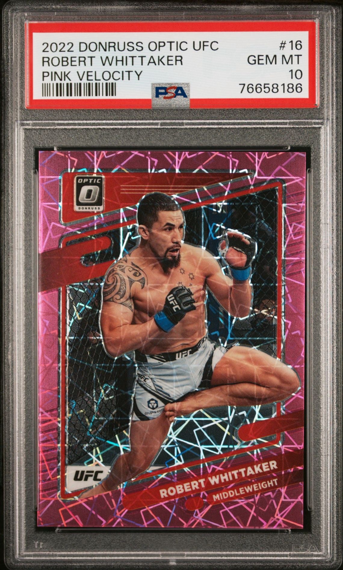 2022 Optic UFC Robert Whittaker Pink Velocity #/79 PSA 10