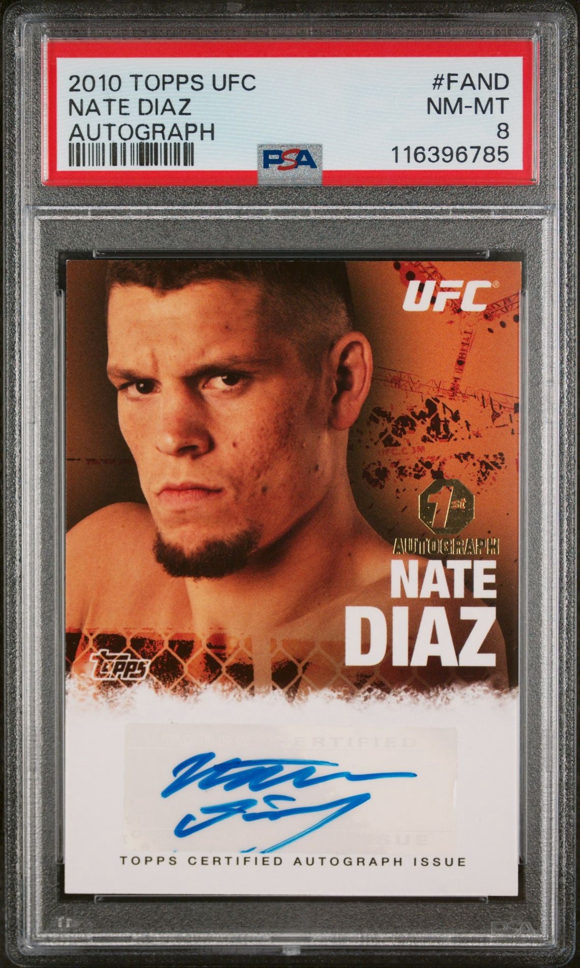2010 Topps UFC Nate Diaz 1st Autograph PSA 8