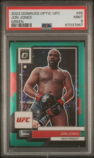 2023 Donruss Optic UFC Jon Jones Green 5/5 PSA 9