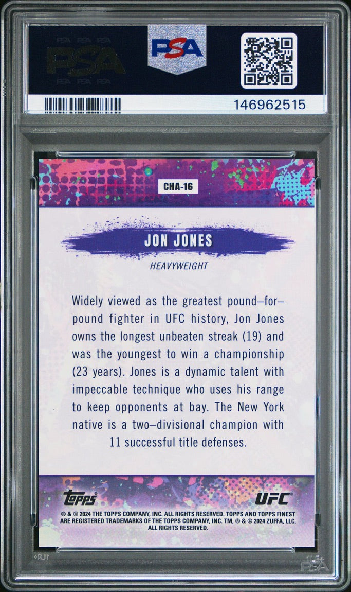 2024 Finest UFC Jon Jones Chaos Green Shimmer #/93 PSA 9