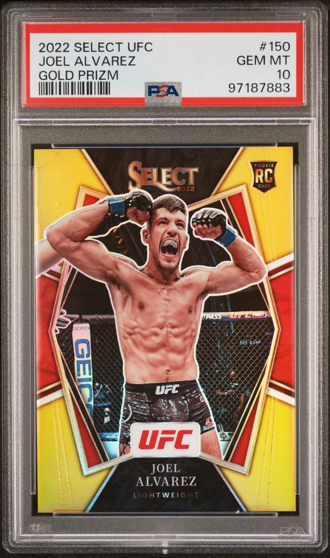 2022 Select UFC Joel Alvarez Gold Prizm Rookie #/10 PSA 10