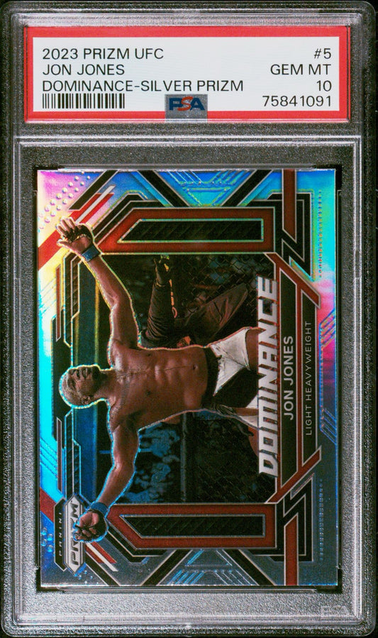 2023 Prizm UFC Jon Jones Dominance Silver Prizm PSA 10 (POP 1)
