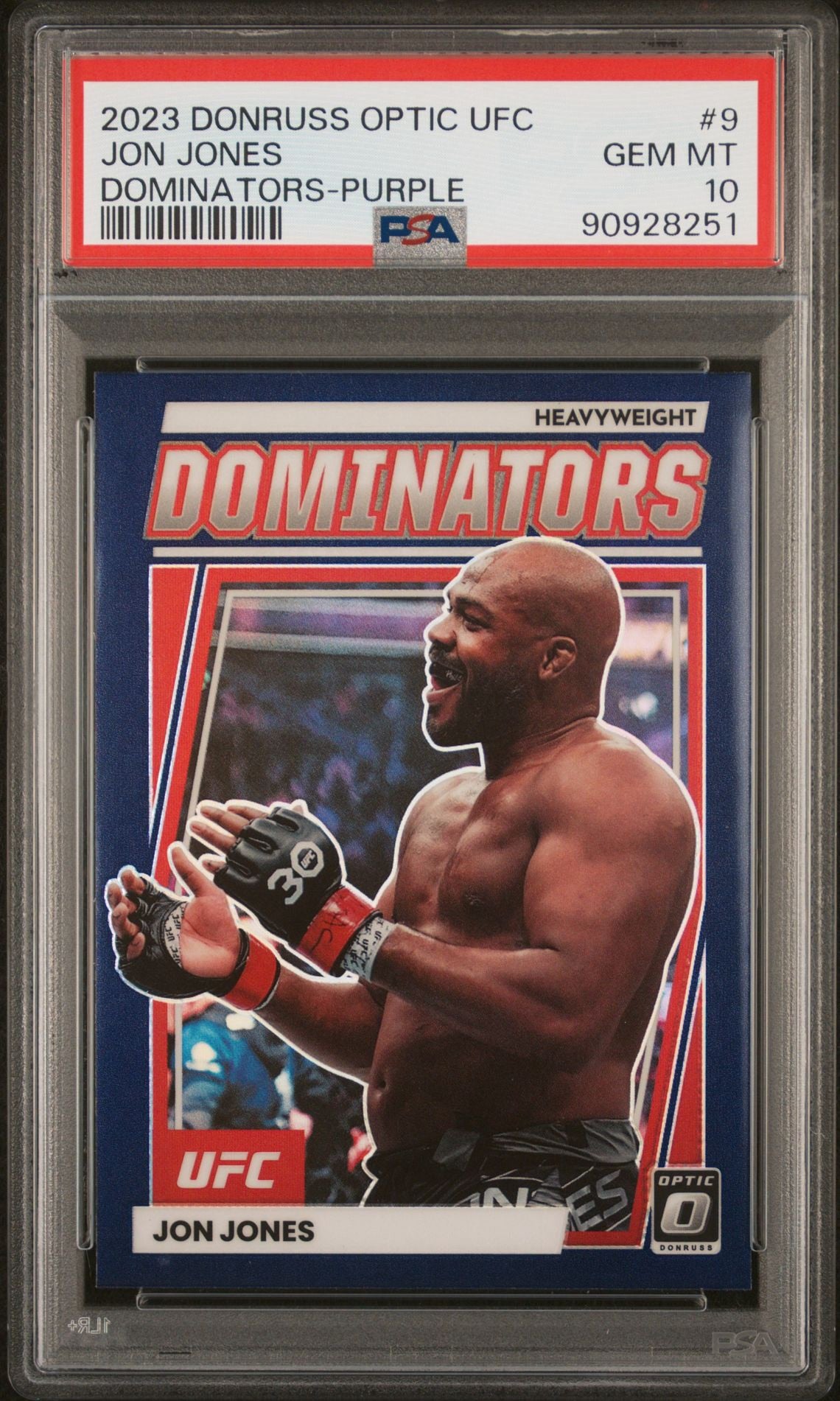 2023 Panini Donruss Optic UFC Jon Jones Dominators Purple Prizm PSA 10